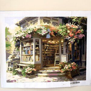 Charming Bookstore Paint-by-Number Artwork. Completed Unframed 16X20 Inches